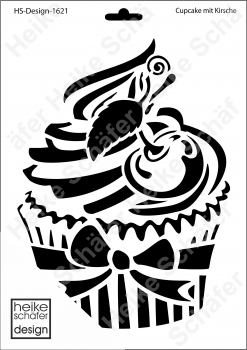 Schablone-Stencil A4 114-1621 Cupcake mit Kirsche
